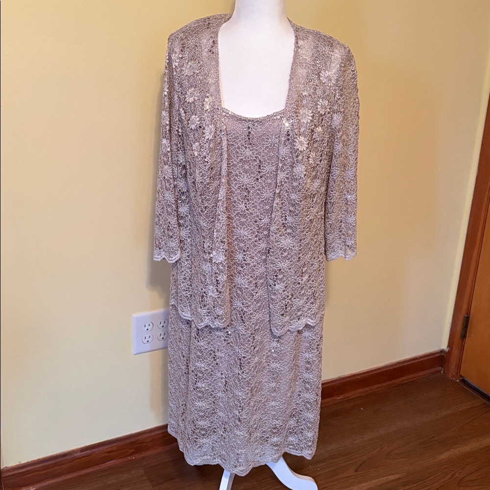 R & M Richards formal dress beige